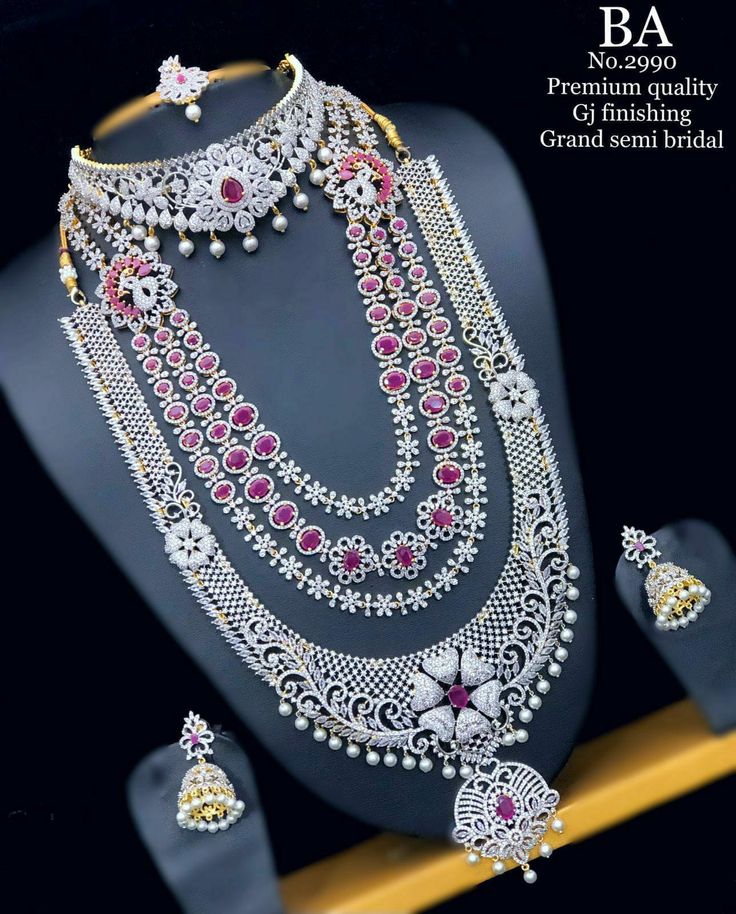 Siya Beauty Look AD stone Designer Necklace Combo Set