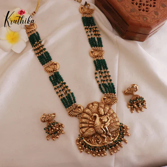 Gold Pearl Drop Moti Choker long Necklace